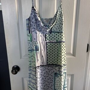LOFT Mint and Navy Patchwork Dress